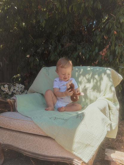 Cotton Baby Quilt | Sage